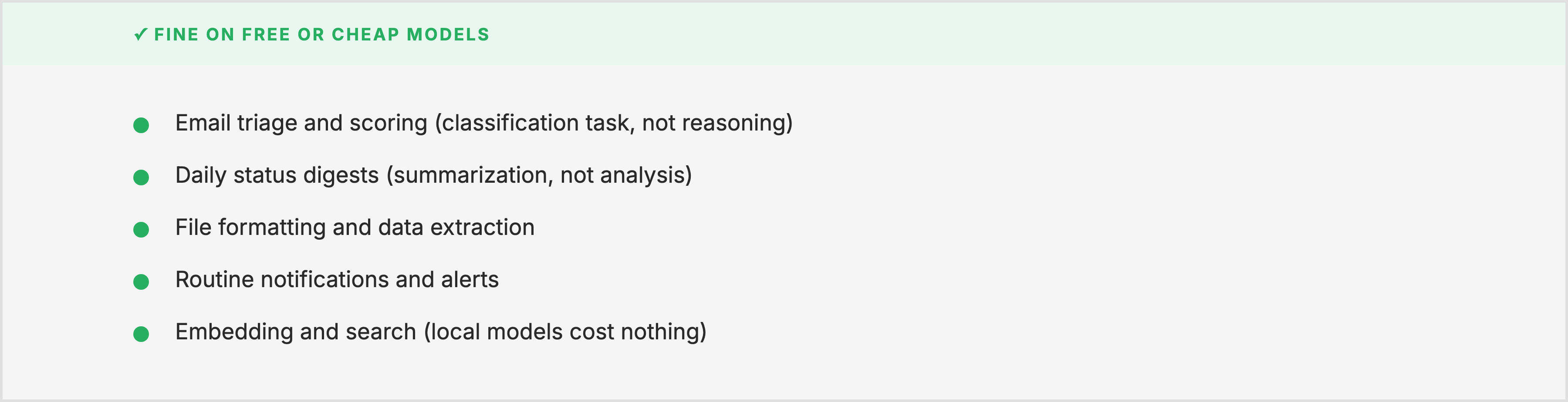 Tasks that work fine on free or cheap models