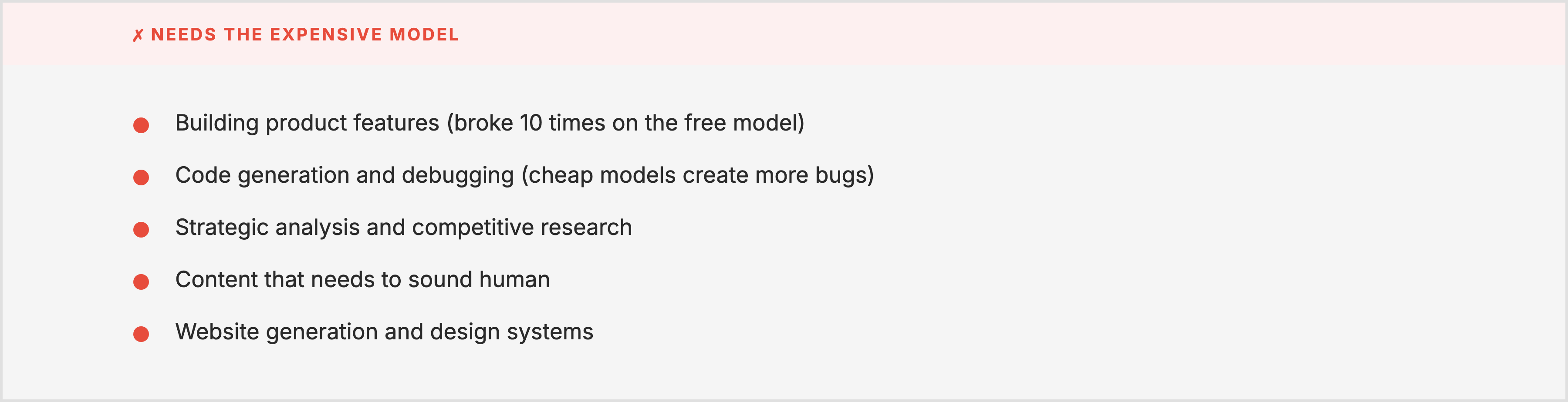 Tasks that need the expensive model